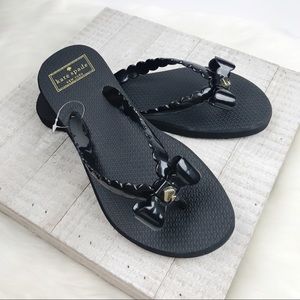 kate spade black bow flip flops